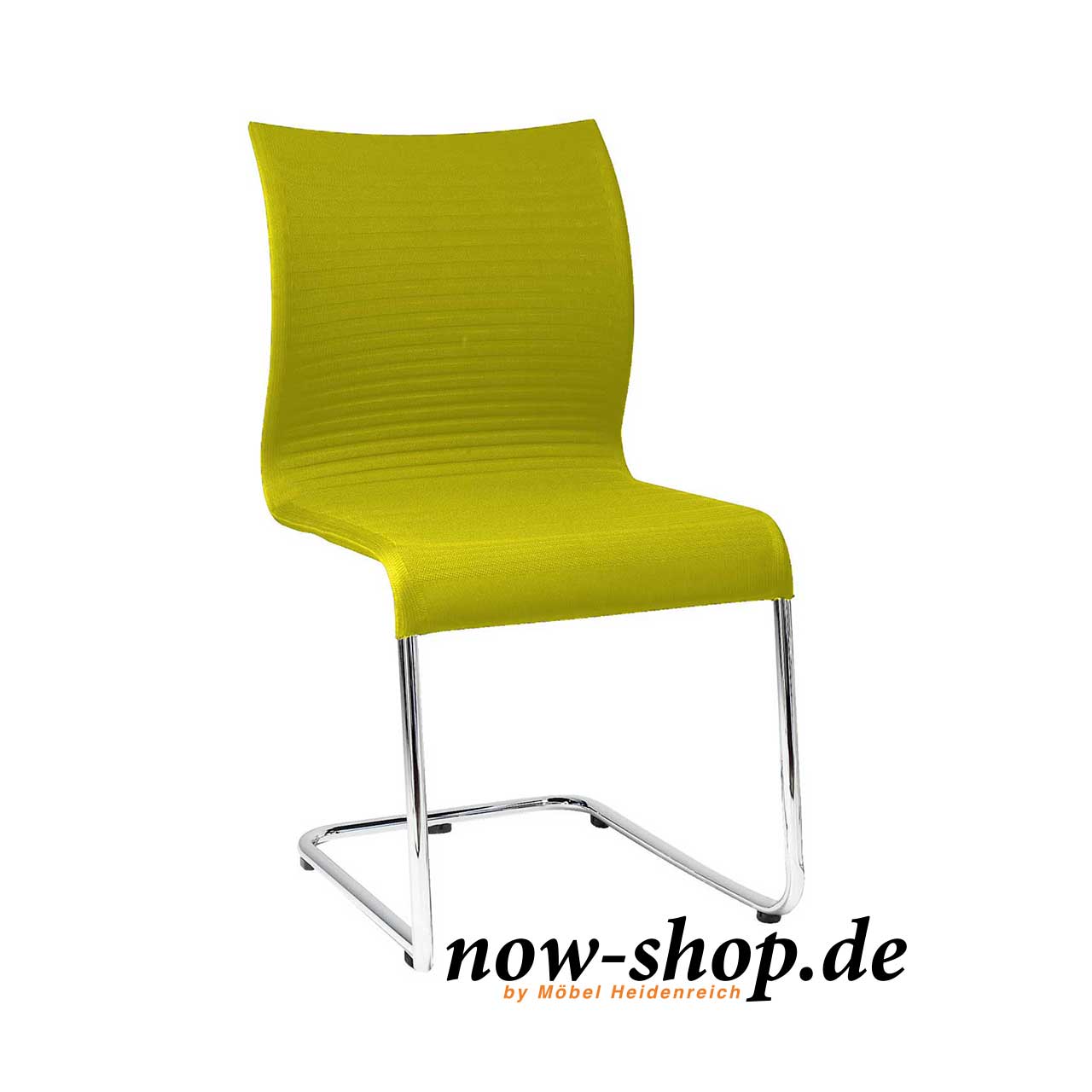 now! by hülsta - Freischwinger S15 Lemon Freischwinger mit gelbem Formstrick-Bezug ohne Armlehnen. Das Gestell ist metallfarbig glänzend.