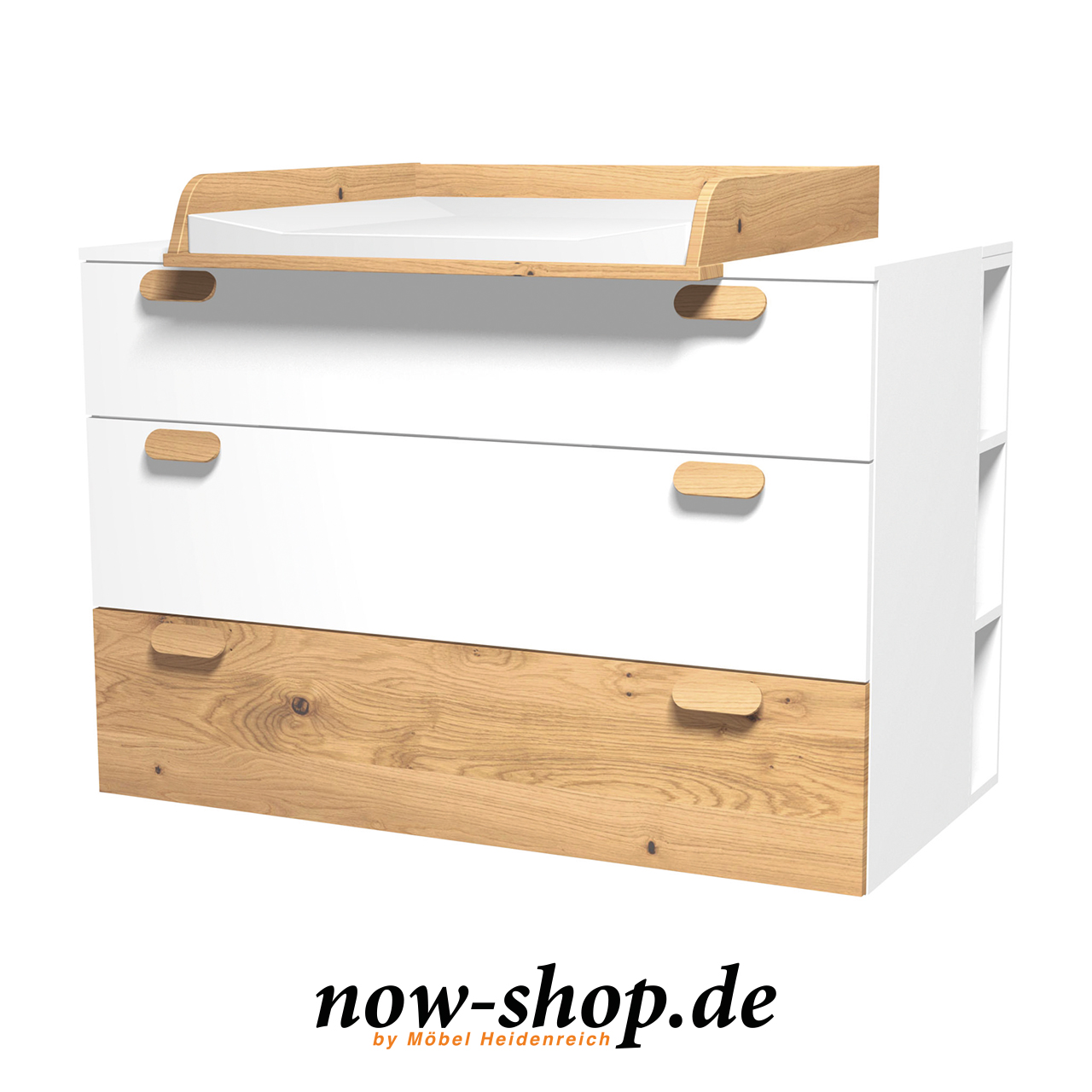 now! by hülsta Wickelaufsatz 51906 Natureiche montiert auf Kommode Wickelaufsatz Natureiche auf breiter Kommode.