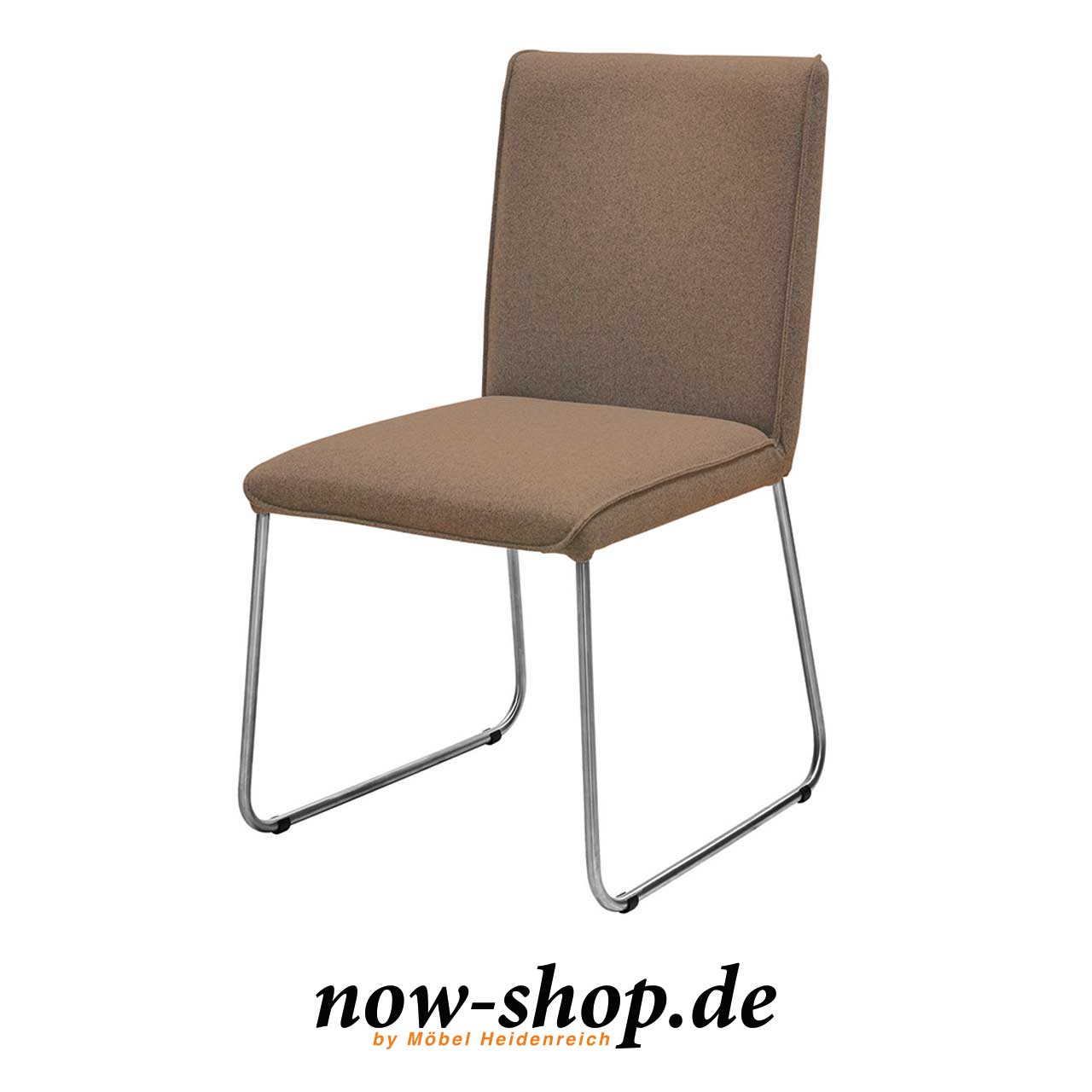 now! by hülsta – dining Stuhl S21 Cappucino Stuhl mit Kufen und Stoffbezug Cappuccino.