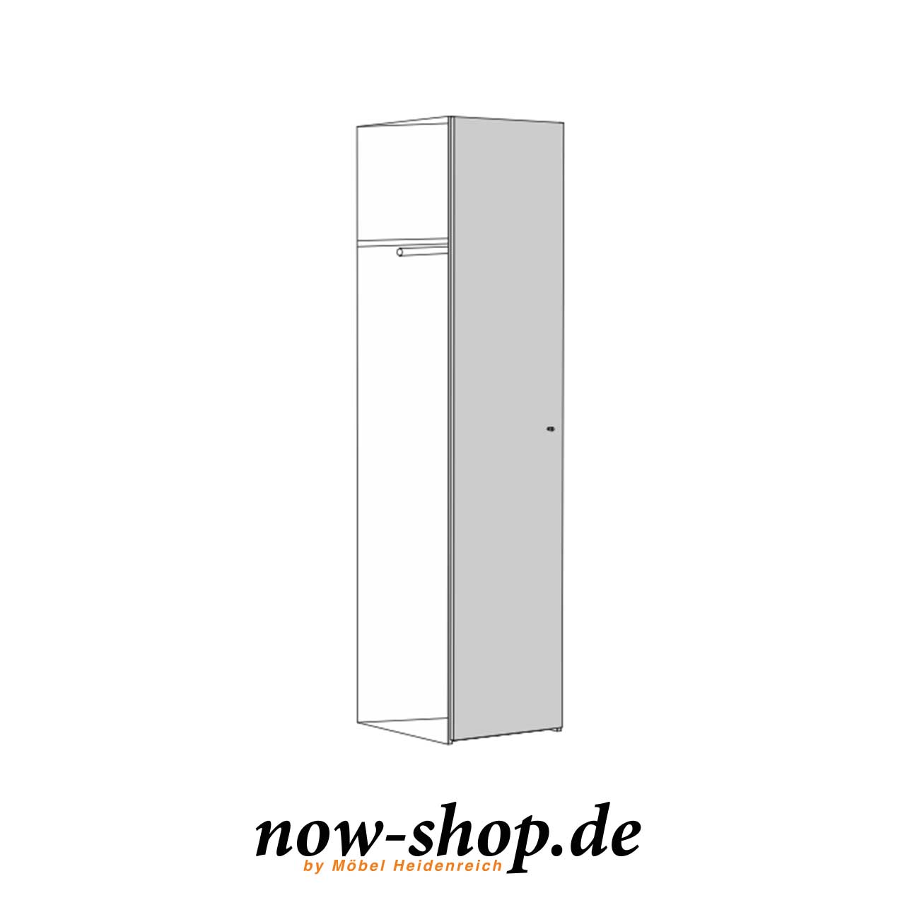 now! by hülsta – basic Anbauelement 365103 Skizze Skizze des Anbauelementes. Die linke Seite ist offen, da sie an das Grundelement angebaut wird.