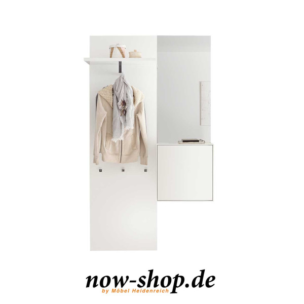 now! by hülsta – easy Garderoben-Kombination mit Hänge-Designbox Lack-reinweiß