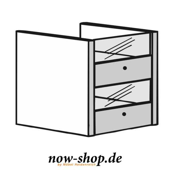 now! by hülsta – Skizze flexx 2R Schubladenset mit Glas
